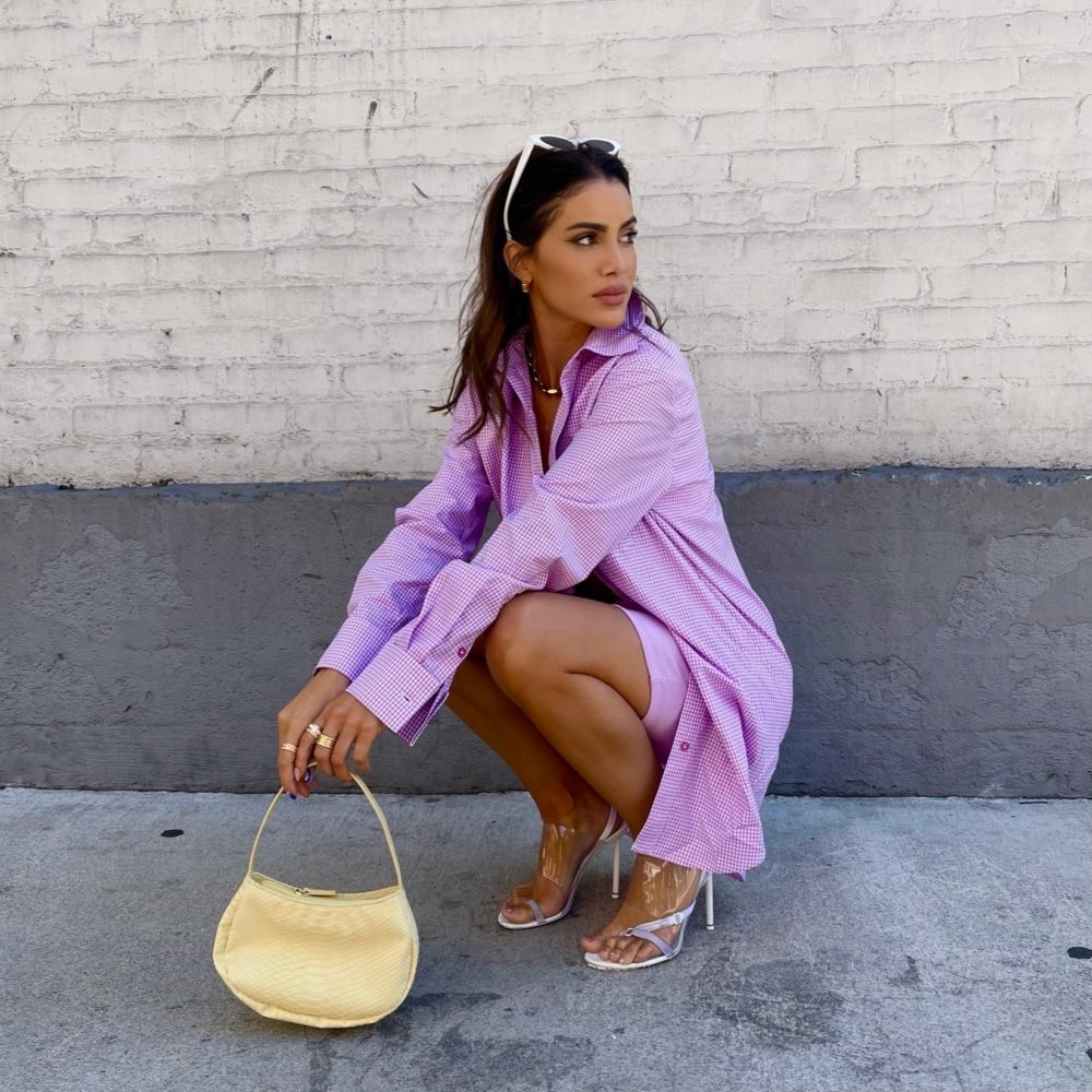 Camila Coelho Lilac Cotton Mini Shirt Dress - Small